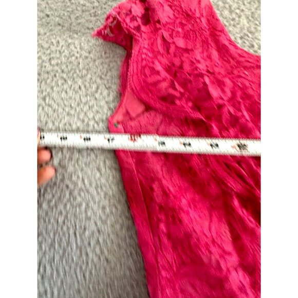 Vintage 50s Anns Vogue Shoppe Dress Small Midi Full Skirt Pink Lace Bubble - Picture 3 of 16